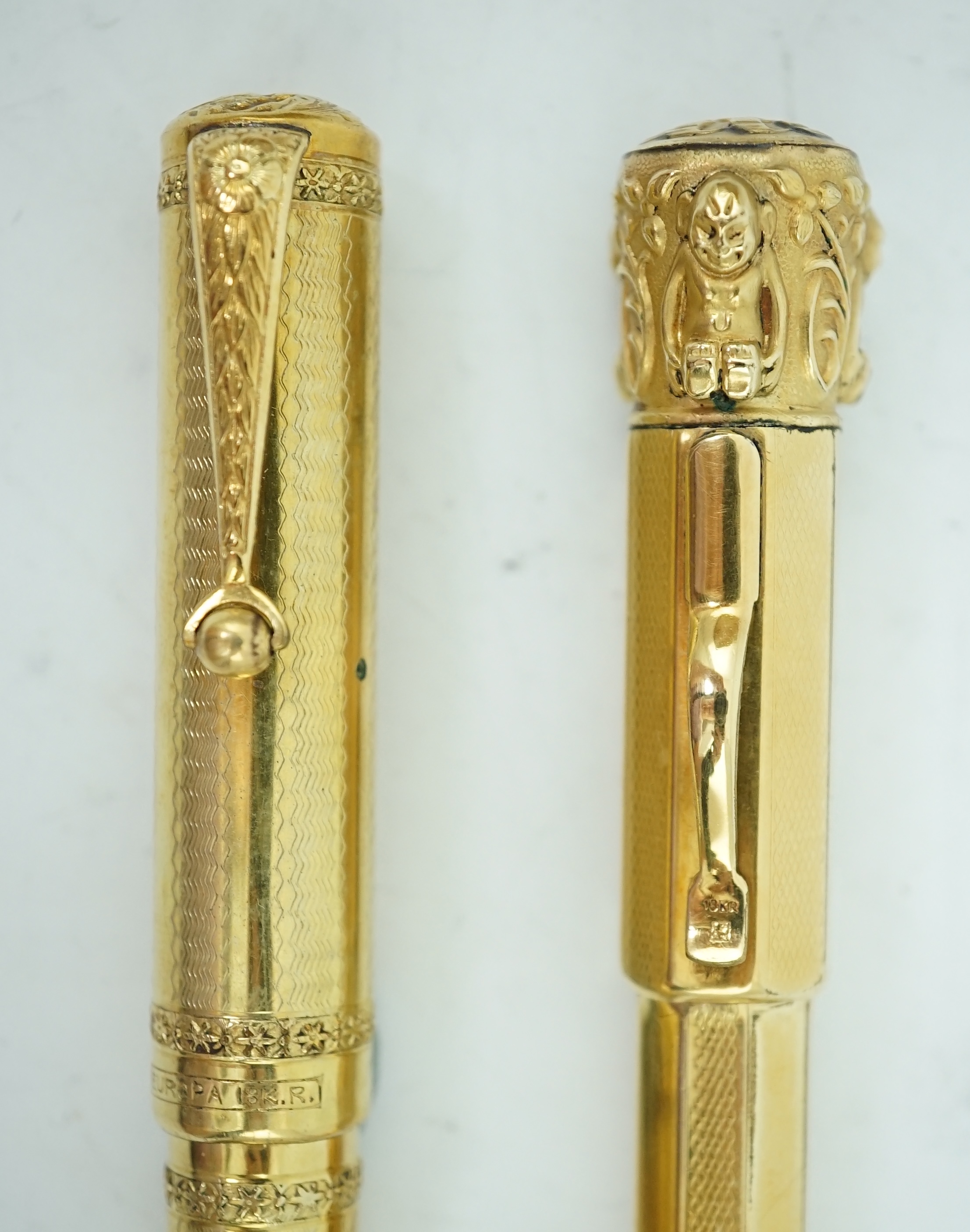 Two Italian overlay fountain pens